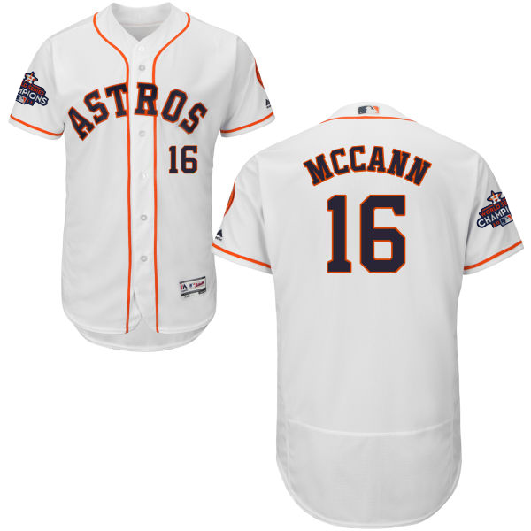 Astros #16 Brian McCann White Flexbase Authentic Collection 2017 World Series Champions Stitched MLB Jersey