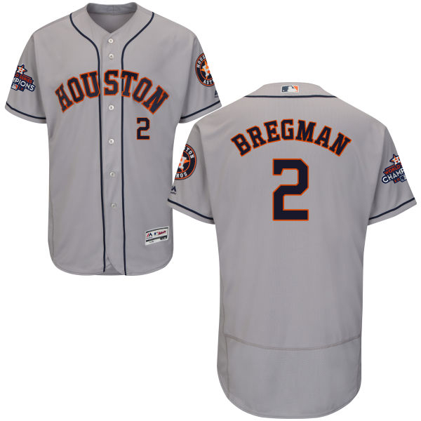 Astros #2 Alex Bregman Grey Flexbase Authentic Collection 2017 World Series Champions Stitched MLB Jersey