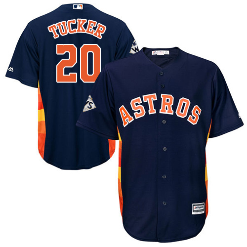 Astros #20 Preston Tucker Navy Blue Cool Base 2017 World Series Bound Stitched Youth MLB Jersey