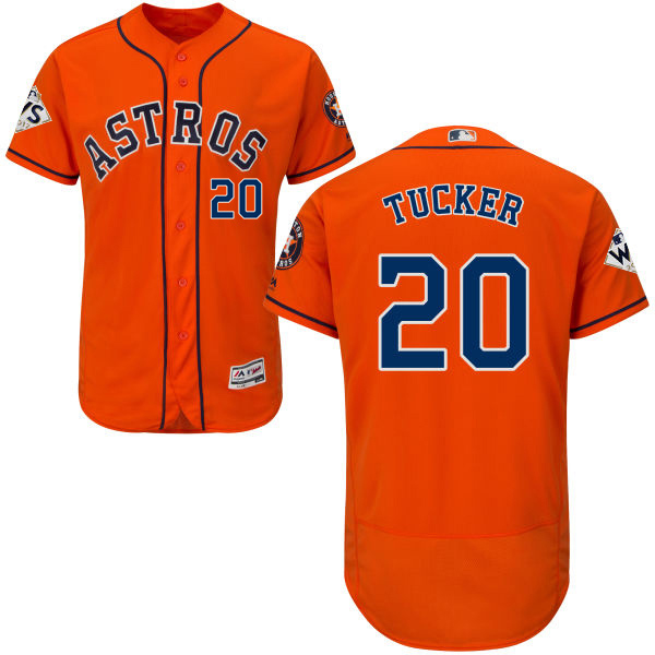 Astros #20 Preston Tucker Orange Flexbase Authentic Collection 2017 World Series Bound Stitched MLB Jersey