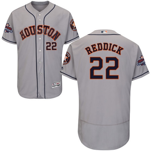 Astros #22 Josh Reddick Grey Flexbase Authentic Collection 2017 World Series Champions Stitched MLB Jersey