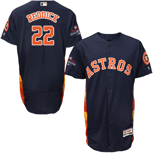 Astros #22 Josh Reddick Navy Blue Flexbase Authentic Collection 2017 World Series Champions Stitched MLB Jersey