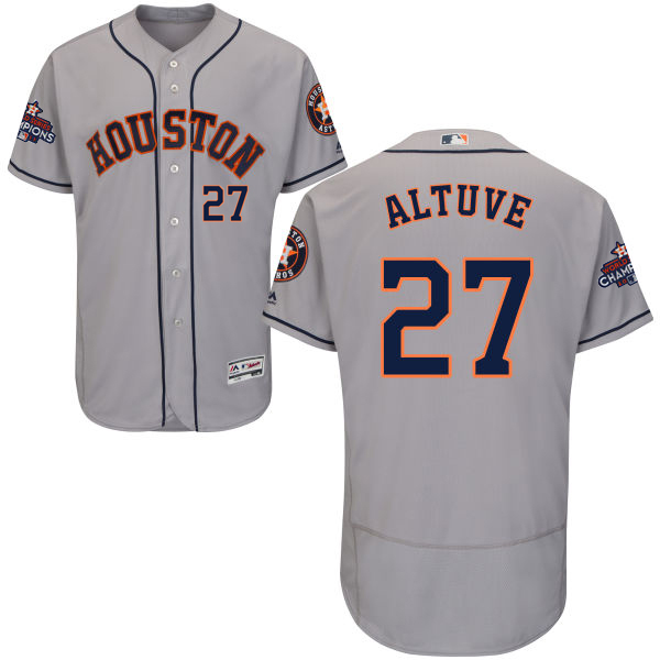 Astros #27 Jose Altuve Grey Flexbase Authentic Collection 2017 World Series Champions Stitched MLB Jersey