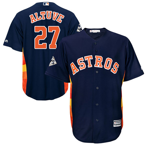Astros #27 Jose Altuve Navy Blue Cool Base 2017 World Series Bound Stitched Youth MLB Jersey