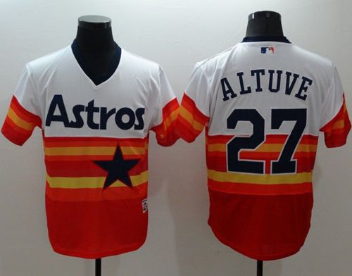 Astros #27 Jose Altuve White Orange Flexbase Authentic Collection Cooperstown Stitched MLB Jersey Astros #27 Jose Altuve White Orange Flexbase Authentic Collection Cooperstown Stitched MLB Jersey