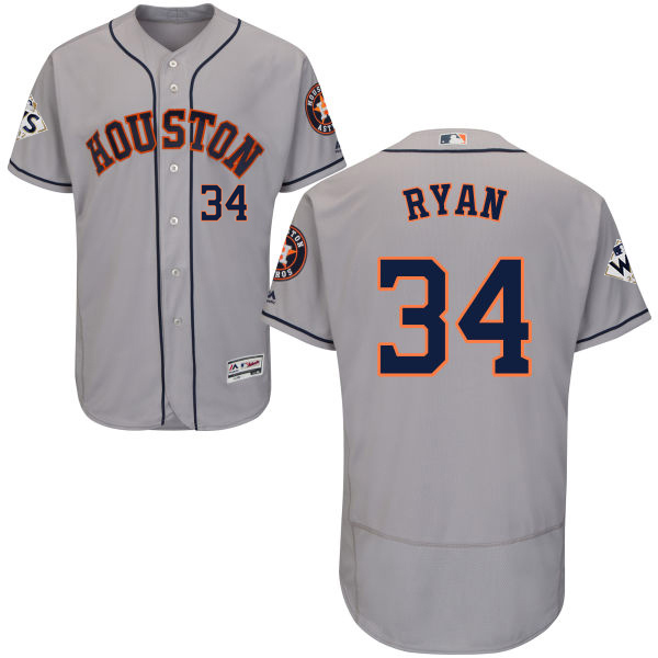 Astros #34 Nolan Ryan Grey Flexbase Authentic Collection 2017 World Series Bound Stitched MLB Jersey