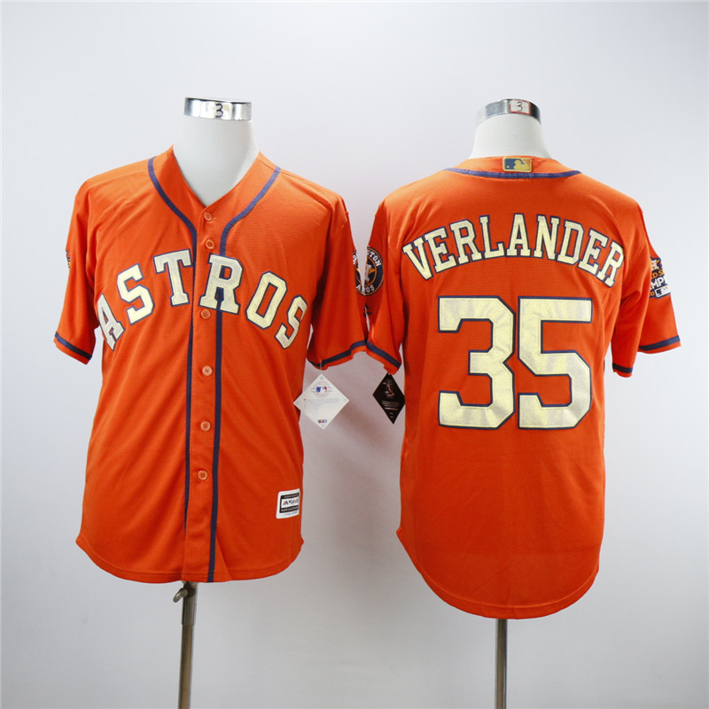 Astros #35 Justin Verlander Orange 2018 Gold Program Cool Base Jersey