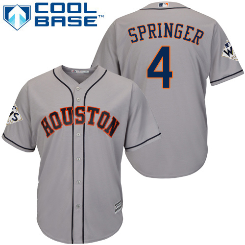 Astros #4 George Springer Grey Cool Base 2017 World Series Bound Stitched Youth MLB Jersey Astros #4 George Springer Grey Cool Base 2017 World Series Bound Stitched Youth MLB Jersey