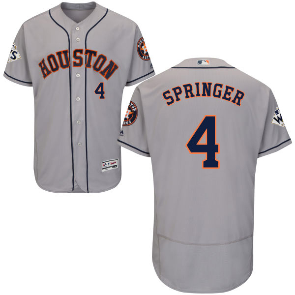 Astros #4 George Springer Grey Flexbase Authentic Collection 2017 World Series Bound Stitched MLB Jersey