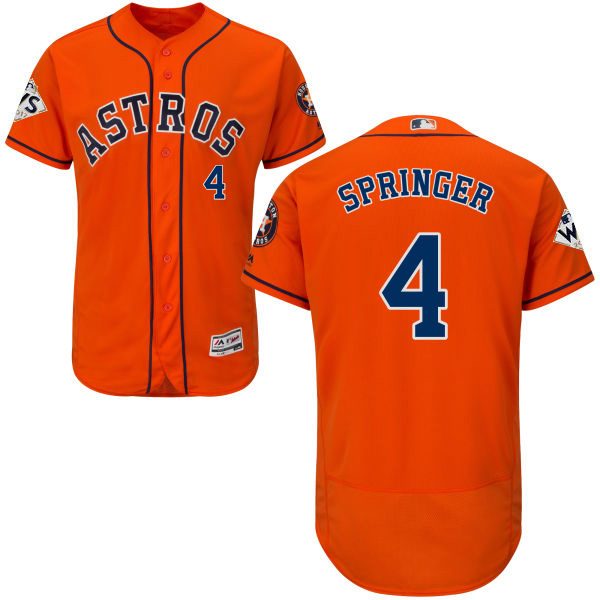 Astros #4 George Springer Orange Flexbase Authentic Collection 2017 World Series Bound Stitched MLB Jersey