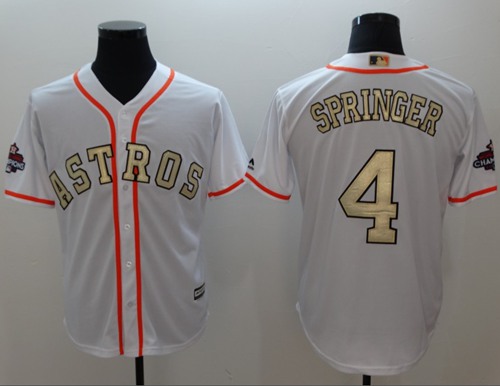 Astros #4 George Springer White 2017 World Series Champions Gold Program Cool Base Stitched Baseball Jersey