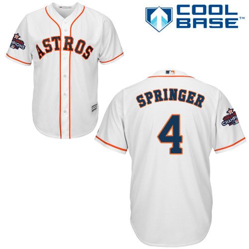 Astros #4 George Springer White New Cool Base 2017 World Series Champions Stitched MLB Jersey