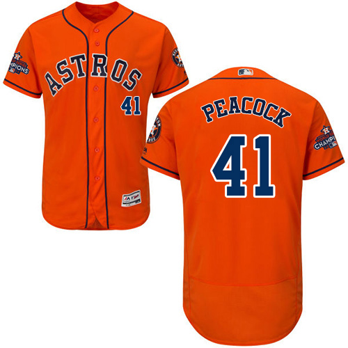 Astros #41 Brad Peacock Orange Flexbase Authentic Collection 2017 World Series Champions Stitched MLB Jersey