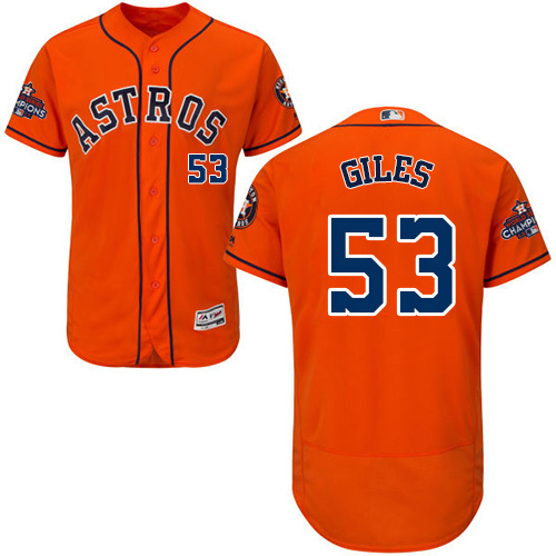 Astros #53 Ken Giles Orange Flexbase Authentic Collection 2017 World Series Champions Stitched MLB Jersey Astros #53 Ken Giles Orange Flexbase Authentic Collection 2017 World Series Champions Stitched MLB Jersey
