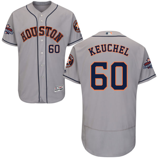 Astros #60 Dallas Keuchel Grey Flexbase Authentic Collection 2017 World Series Champions Stitched MLB Jersey