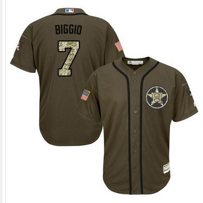 Astros #7 Craig Biggio Green Salute to Service Stitched MLB Jersey