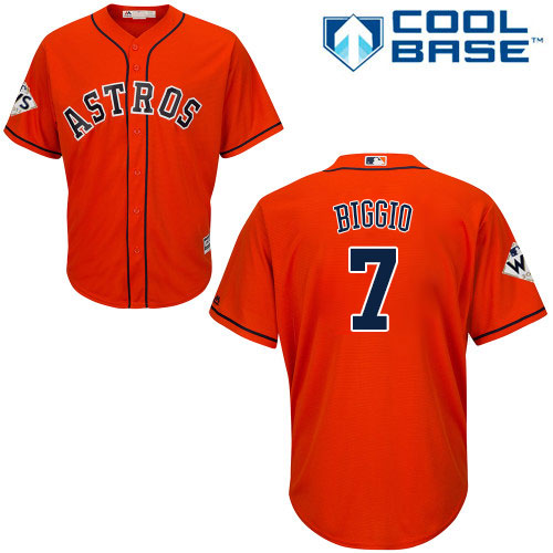 Astros #7 Craig Biggio Orange Cool Base 2017 World Series Bound Stitched Youth MLB Jersey