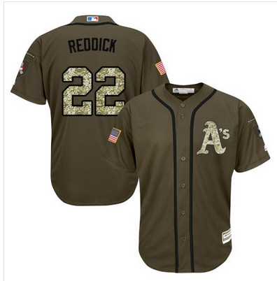 Athletics #22 Josh Reddick Green Salute to Service Stitched MLB Jersey