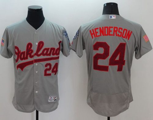 Athletics #24 Rickey Henderson Grey Fashion Stars & Stripes Flexbase Authentic Stitched MLB Jersey Athletics #24 Rickey Henderson Grey Fashion Stars & Stripes Flexbase Authentic Stitched MLB Jersey
