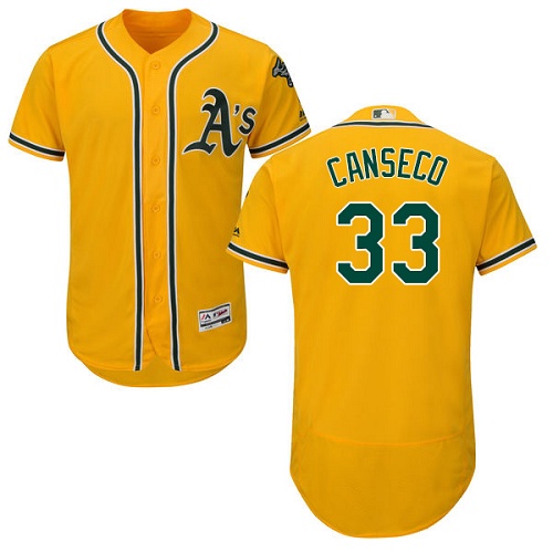 Athletics #33 Jose Canseco Gold Flexbase Authentic Collection Stitched MLB Jersey Athletics #33 Jose Canseco Gold Flexbase Authentic Collection Stitched MLB Jersey