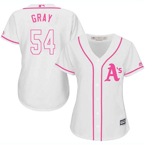 Athletics #54 Sonny Gray White Pink Fashion Women's Stitched MLB Jersey