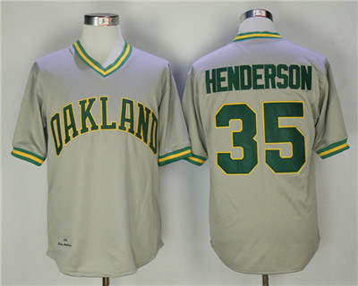 Athletics 35 Rickey Henderson Gray Throwback Jersey Athletics 35 Rickey Henderson Gray Throwback Jersey