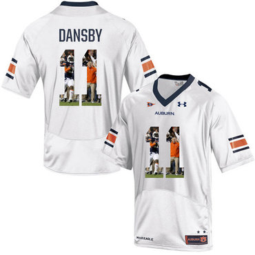 Auburn Tigers 11 Carlos Dansby White With Portrait Print College Football Jersey2