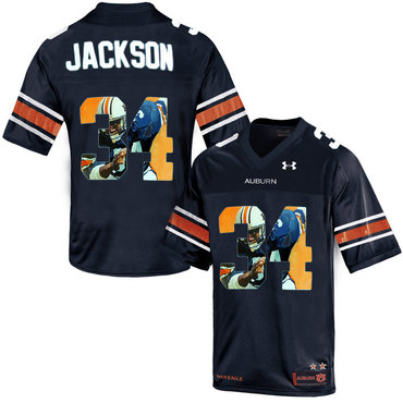 Auburn Tigers 34 Bo Jackson Navy With Portrait Print College Football Jersey Auburn Tigers 34 Bo Jackson Navy With Portrait Print College Football Jersey