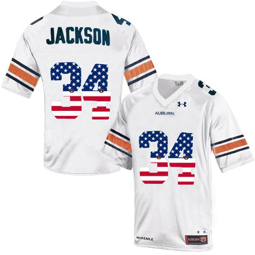 Auburn Tigers 34 Bo Jackson White USA Flag College Football Throwback Jersey Auburn Tigers 34 Bo Jackson White USA Flag College Football Throwback Jersey