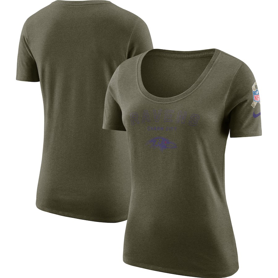 Baltimore Ravens Nike Women's Salute To Service Legend Scoop Neck T-Shirt Olive