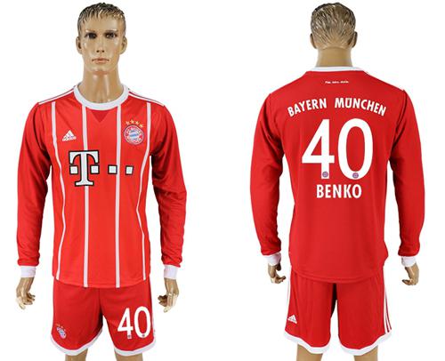 Bayern Munchen #40 Benko Home Long Sleeves Soccer Club Jersey