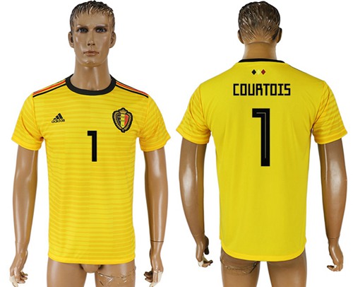Belgium #1 Courtois Away Soccer Country Jersey Belgium #1 Courtois Away Soccer Country Jersey