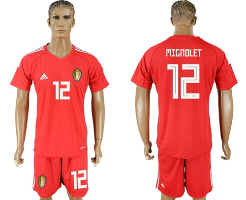 Belgium #12 Mignolet Red Goalkeeper Soccer Country Jersey
