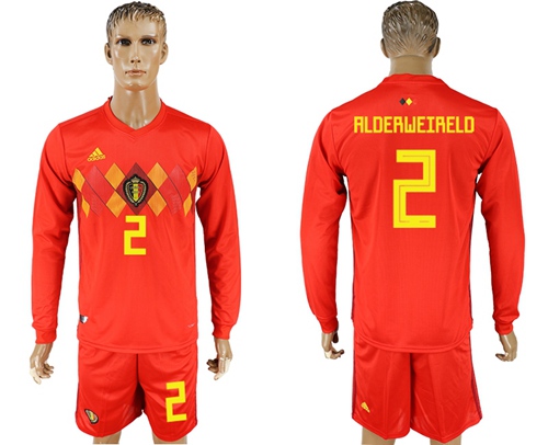 Belgium #2 Alderweireld Red Home Long Sleeves Soccer Country Jersey Belgium #2 Alderweireld Red Home Long Sleeves Soccer Country Jersey