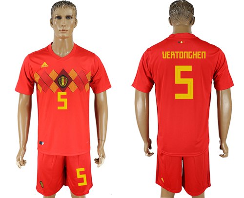 Belgium #5 Vertonghen Red Soccer Country Jersey