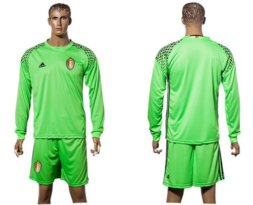 Belgium Blank Green Goalkeeper Long Sleeves Soccer Country Jersey