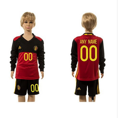 Belgium Personalized Home Long Sleeve Kid Soccer Country Jersey