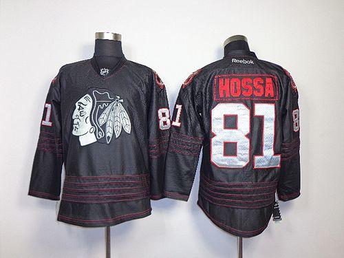 Youth Blackhawks #81 Marian Hossa Black Accelerator Stitched NHL Jersey