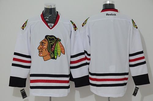 Youth Blackhawks Blank Stitched White NHL Jersey