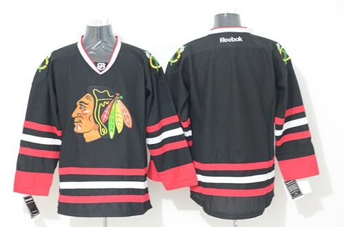 Youth Blackhawks Stitched Blank Black NHL jersey