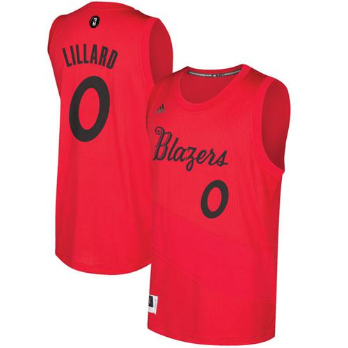 Blazers #0 Damian Lillard Red 2016-2017 Christmas Day Stitched NBA Jersey
