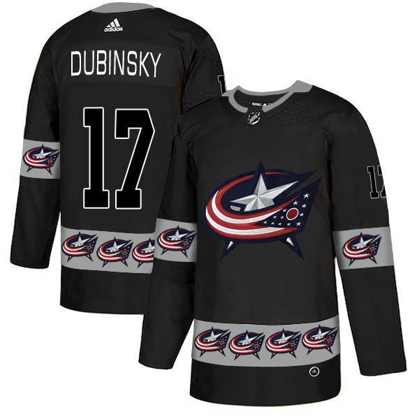 Blue Jackets 17 Brandon Dubinsky Black Team Logos Fashion Adidas Jersey