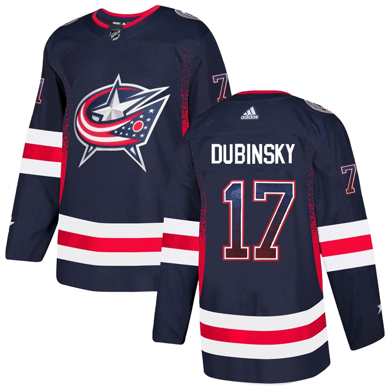Blue Jackets 17 Brandon Dubinsky Navy Drift Fashion Adidas Jersey
