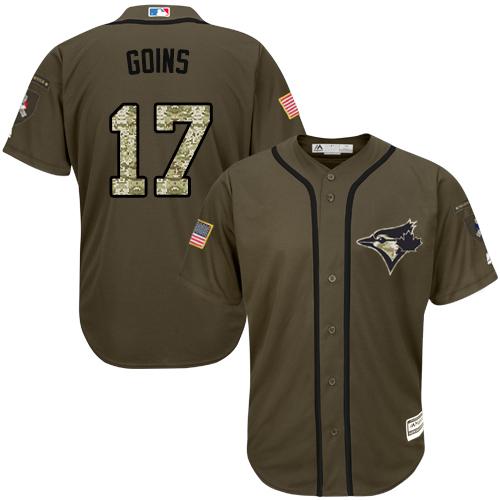 Blue Jays #17 Ryan Goins Green Salute to Service Stitched MLB Jersey Blue Jays #17 Ryan Goins Green Salute to Service Stitched MLB Jersey