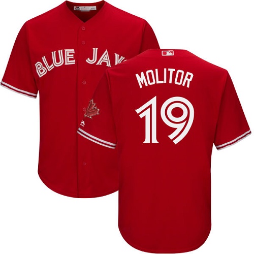 Blue Jays #19 Paul Molitor Red Cool Base Canada Day Stitched Youth MLB Jersey Blue Jays #19 Paul Molitor Red Cool Base Canada Day Stitched Youth MLB Jersey