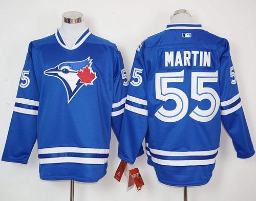 Blue Jays #55 Russell Martin Blue Long Sleeve Stitched MLB Jersey Blue Jays #55 Russell Martin Blue Long Sleeve Stitched MLB Jersey
