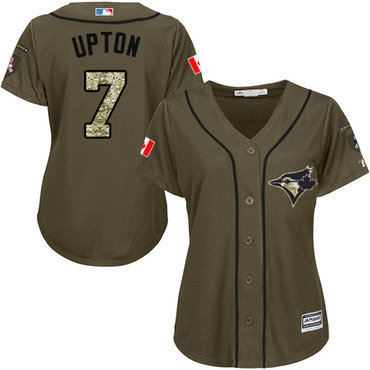 Blue Jays #7 B.J. Upton Green Salute to Service Women's Stitched MLB Jersey Blue Jays #7 B.J. Upton Green Salute to Service Women's Stitched MLB Jersey