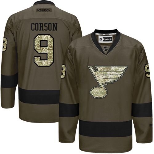 Blues #9 Shayne Corson Green Salute to Service Stitched NHL Jersey Blues #9 Shayne Corson Green Salute to Service Stitched NHL Jersey
