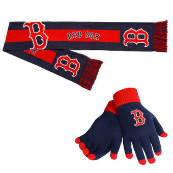 Boston Red Sox Gloves & Scarf Set
