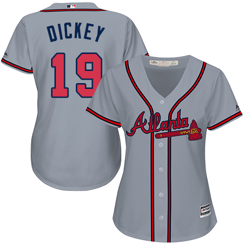 Braves #19 R.A. Dickey Grey Road Women's Stitched MLB Jersey Braves #19 R.A. Dickey Grey Road Women's Stitched MLB Jersey